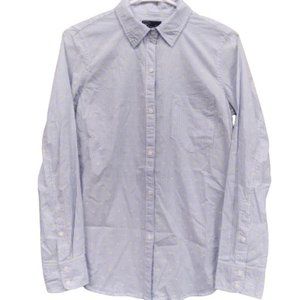 NWT Gap Button Down White Shirt with Sky Blue Stripes & Lime Green Dots